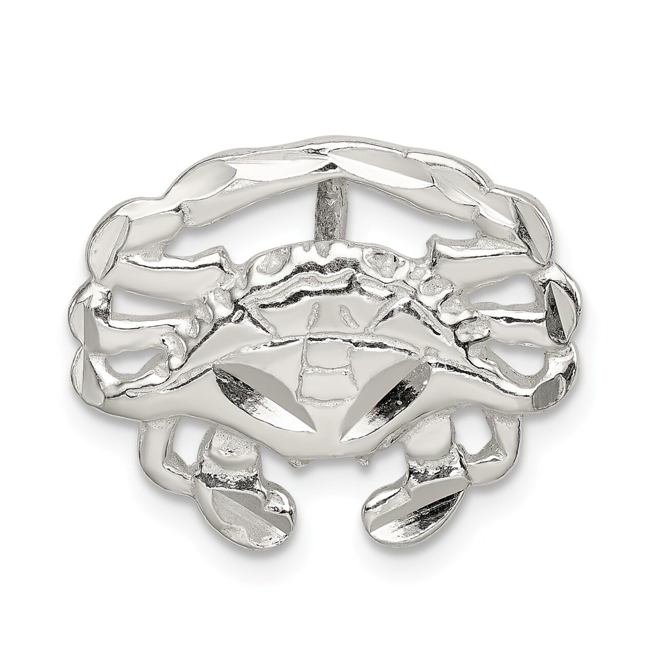 Sterling Silver Crab Slide Charm Pendant Cancer Jewelry 17mm x 21mm